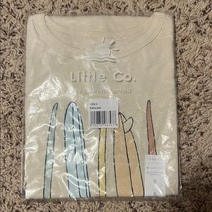 NWT Little Co Kids Cream Surfboard Graphic Tee Size 8